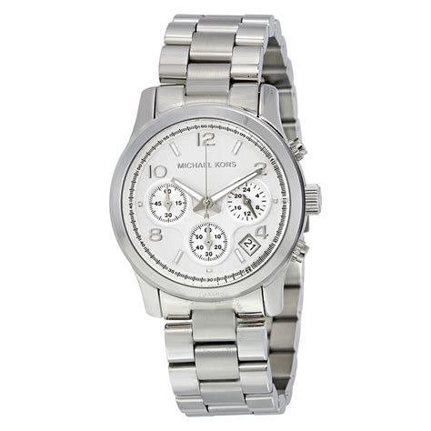 Michael Kors Women's MK5076 Silver Runway Watch.